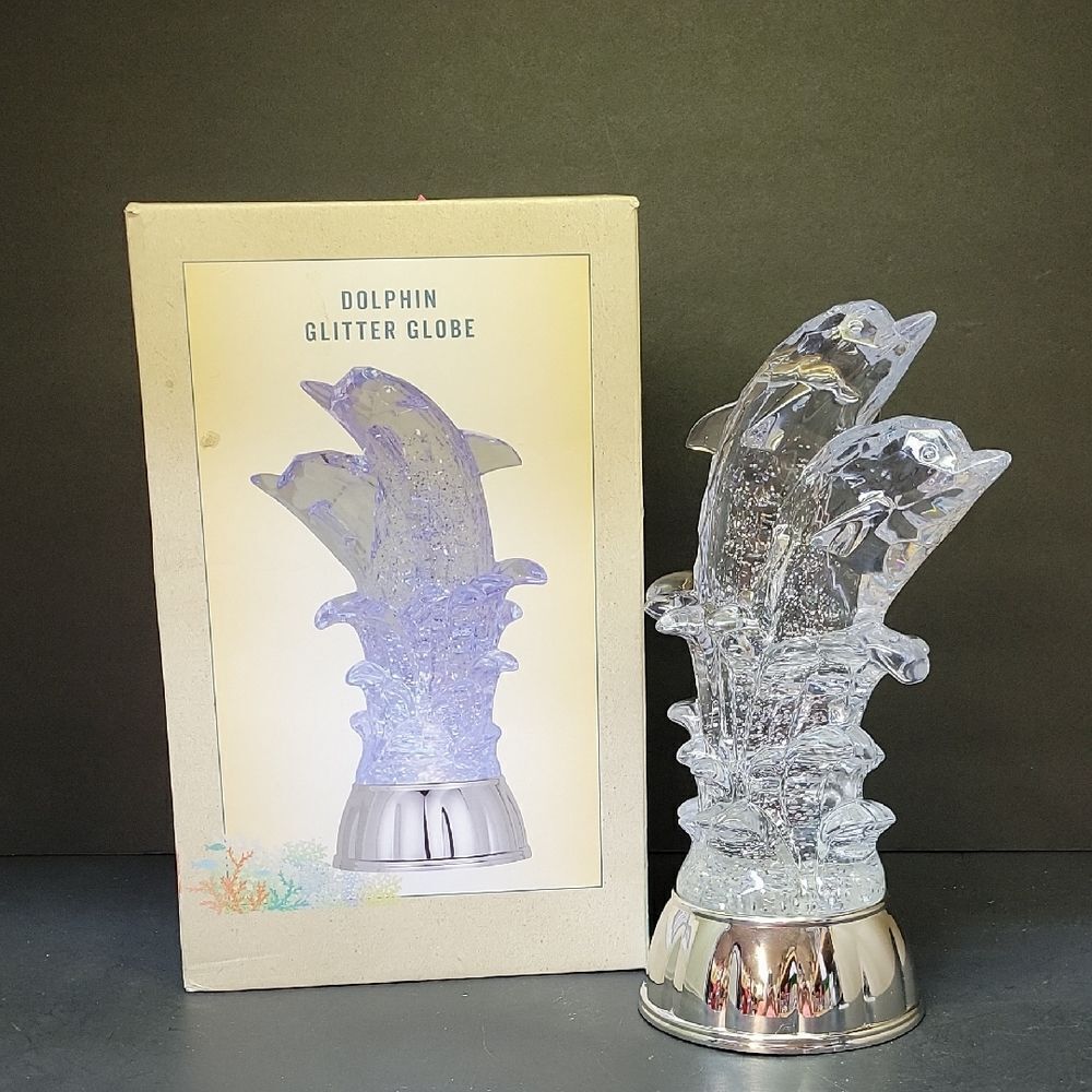 Dolphin Glitter Globe with Silver Base Cracker Barrel